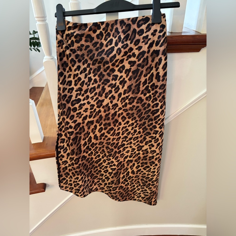 Alice + Olivia Brown Animal Print Midi Skirt Night Out